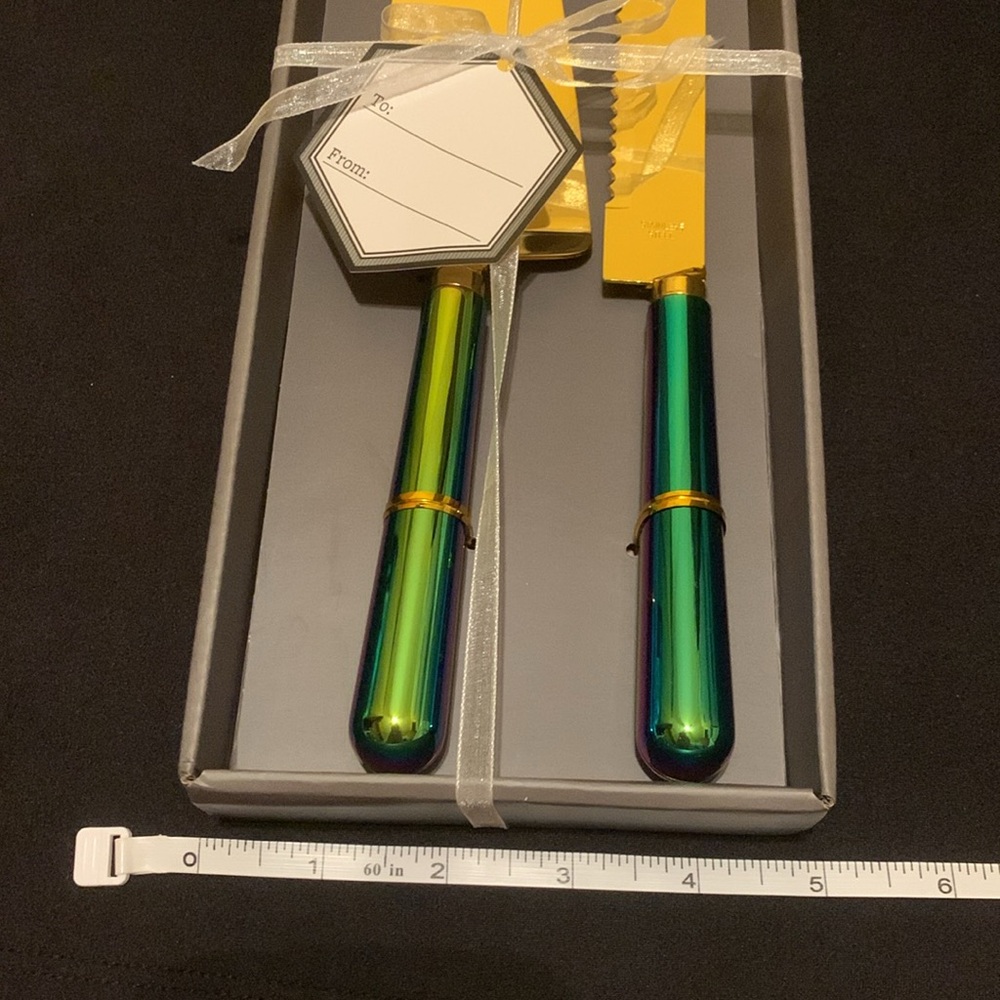 NWT Thirstystone 2 Piece Rainbow Iridescent Cake Knife and Server Set - Picture 4 of 4